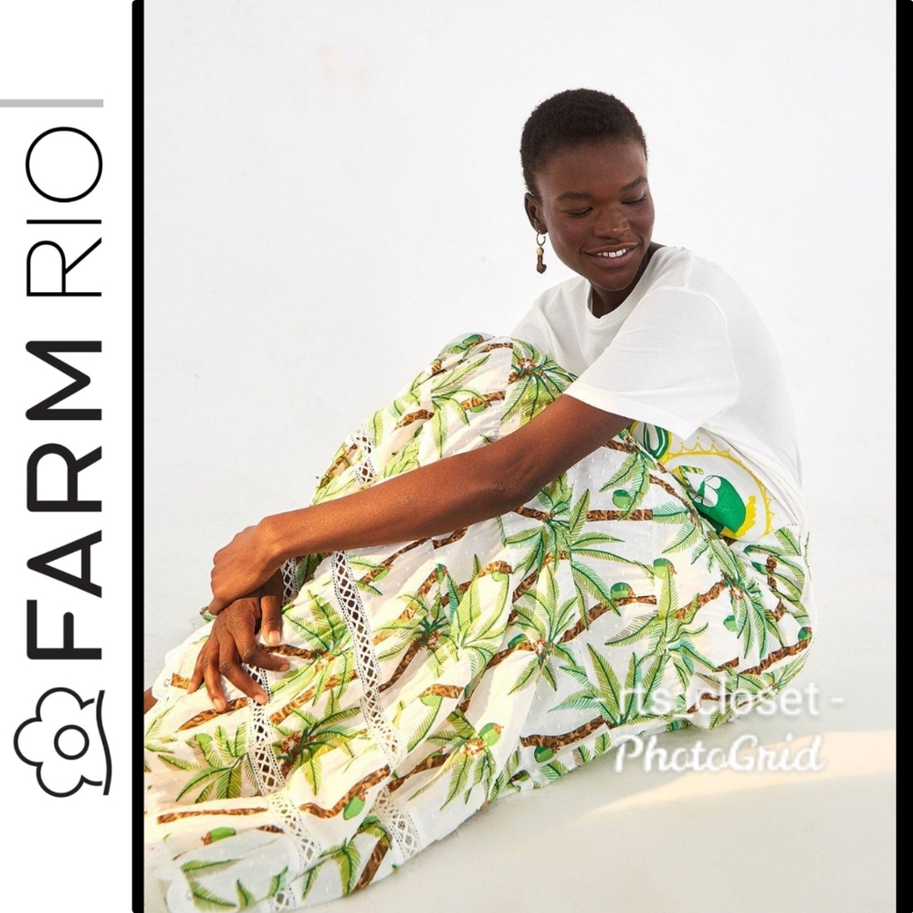 Farm Rio Swinging Palm maxi skirt